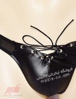 شورت مردانه لامبادا چرم و تور جلو بند دار