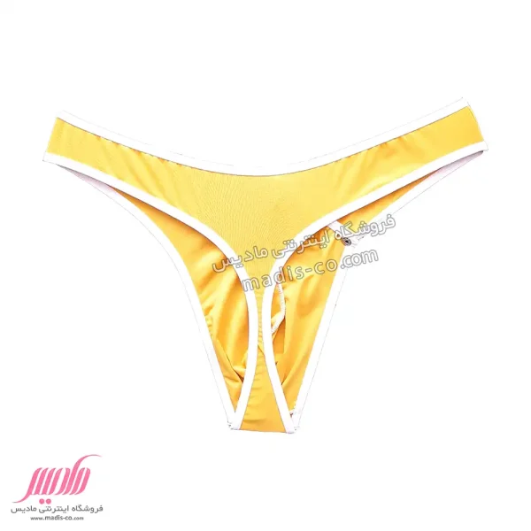 شورت مردانه استرینگ دکمه دار زرد