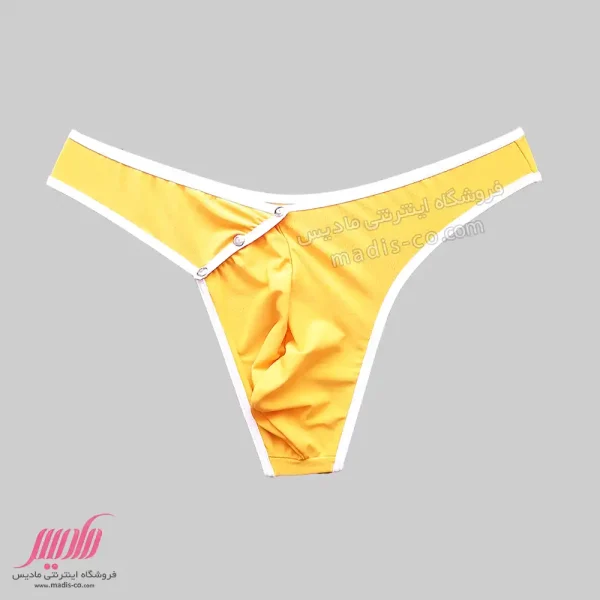 شورت مردانه استرینگ دکمه دار زرد