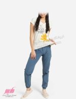 تیشرت زنانه جلو چاپی گلدار یقه هفت
