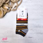 جوراب مردانه مچی نخ پنبه طرح راه راه ریز
