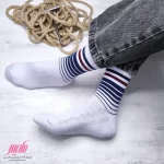 جوراب مردانه نخ پنبه ساق دار طرح رینگی