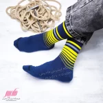 جوراب مردانه نخ پنبه ساق دار طرح رینگی