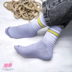 جوراب مردانه نخ پنبه ساق دار طرح رینگی