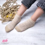جوراب زنانه مچی نخی طرحدار برجسته