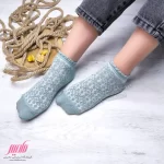 جوراب زنانه مچی نخی طرحدار برجسته