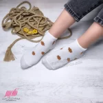 جوراب زنانه مچی نخی طرح گل بابونه