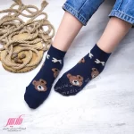 جوراب زنانه مچی نخی طرح خرسی بوکله