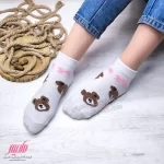 جوراب زنانه مچی نخی طرح خرسی بوکله