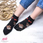 جوراب زنانه مچی نخی طرح خرسی بوکله