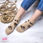 جوراب زنانه مچی نخی طرح خرسی بوکله