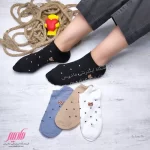 جوراب زنانه مچی نخی طرح عروسکی خرسی