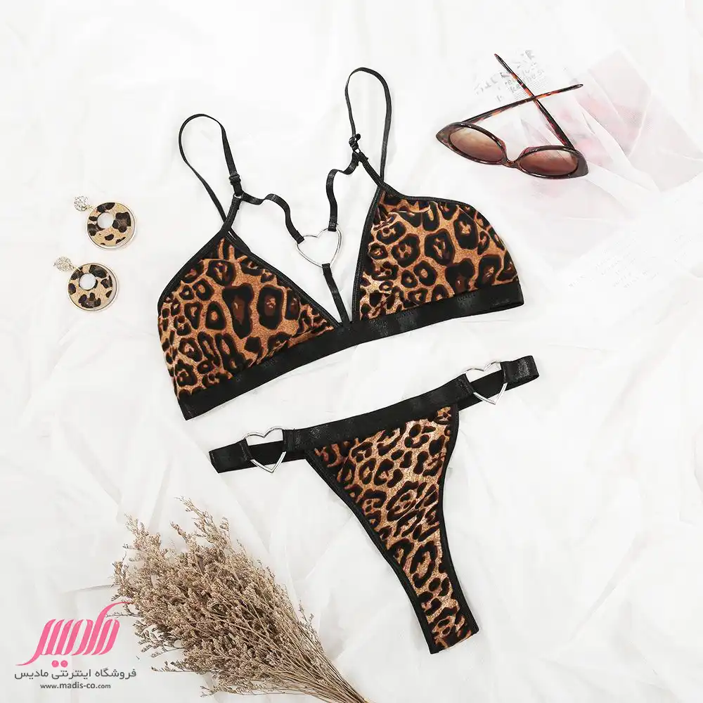 ست زنانه هارنسی قلبی پلنگی