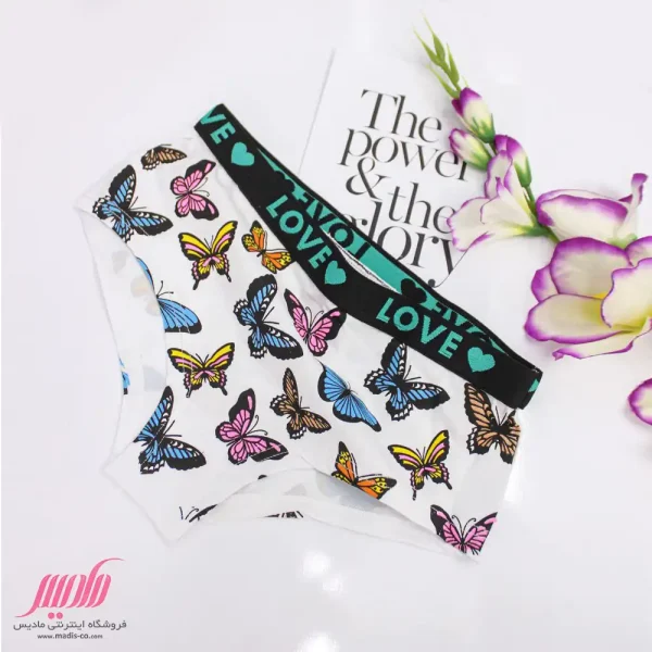 شورت زنانه نخی جنیفری طرح پروانه