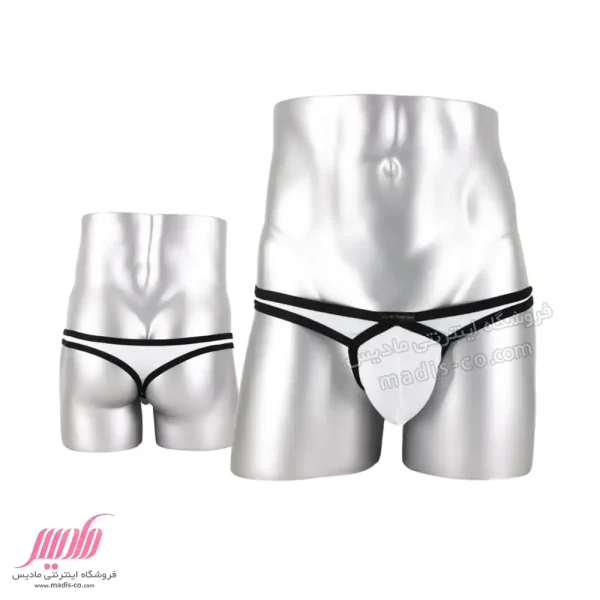 شورت مردانه لامبادا جلو طرحدار سفید