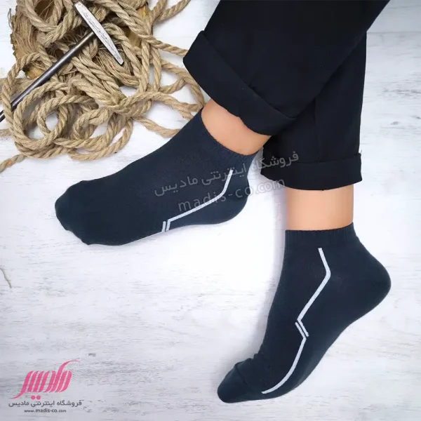 جوراب مردانه مچی نخ پنبه سوزنی خط دار