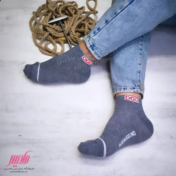 جوراب مردانه مچی نخ پنبه طرح DGG