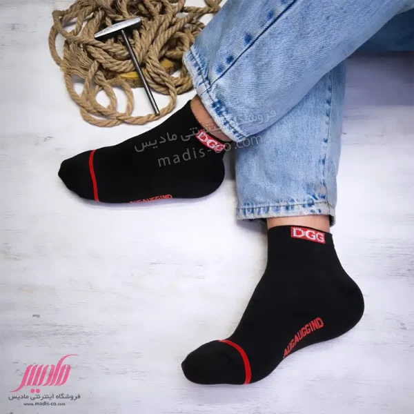 جوراب مردانه مچی نخ پنبه طرح DGG