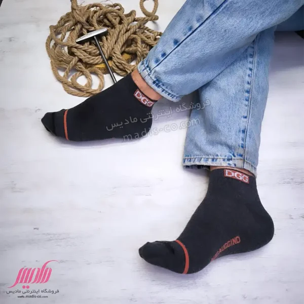 جوراب مردانه مچی نخ پنبه طرح DGG