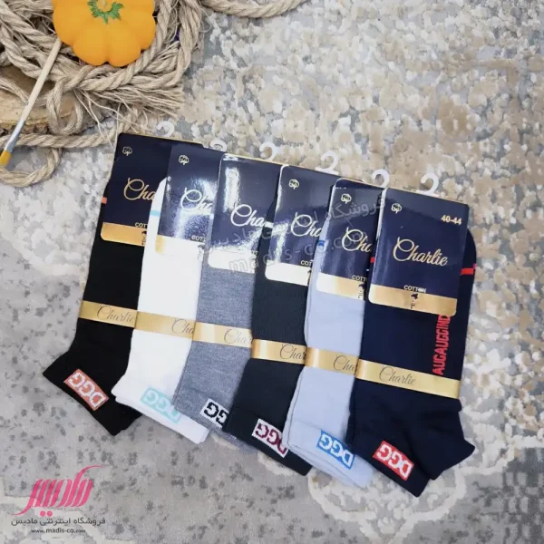 جوراب مردانه مچی نخ پنبه طرح DGG