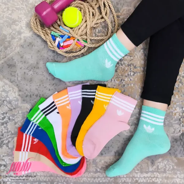 جوراب زنانه ساق کوتاه کش انگلیسی طرح آدیداس