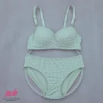 ست دخترانه اسفنجی نخی چهارخونه سبز