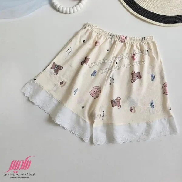 شورتک زنانه نخی عروسکی طرح خرسی