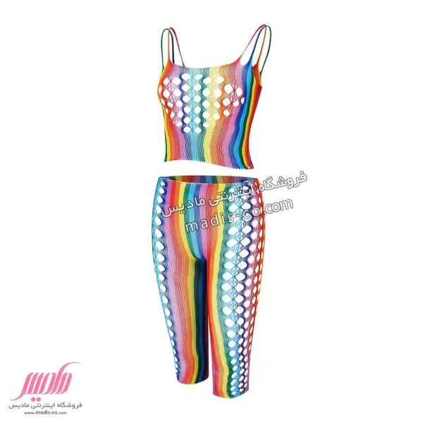 بادی زنانه رنگین کمانی ساق شلواری