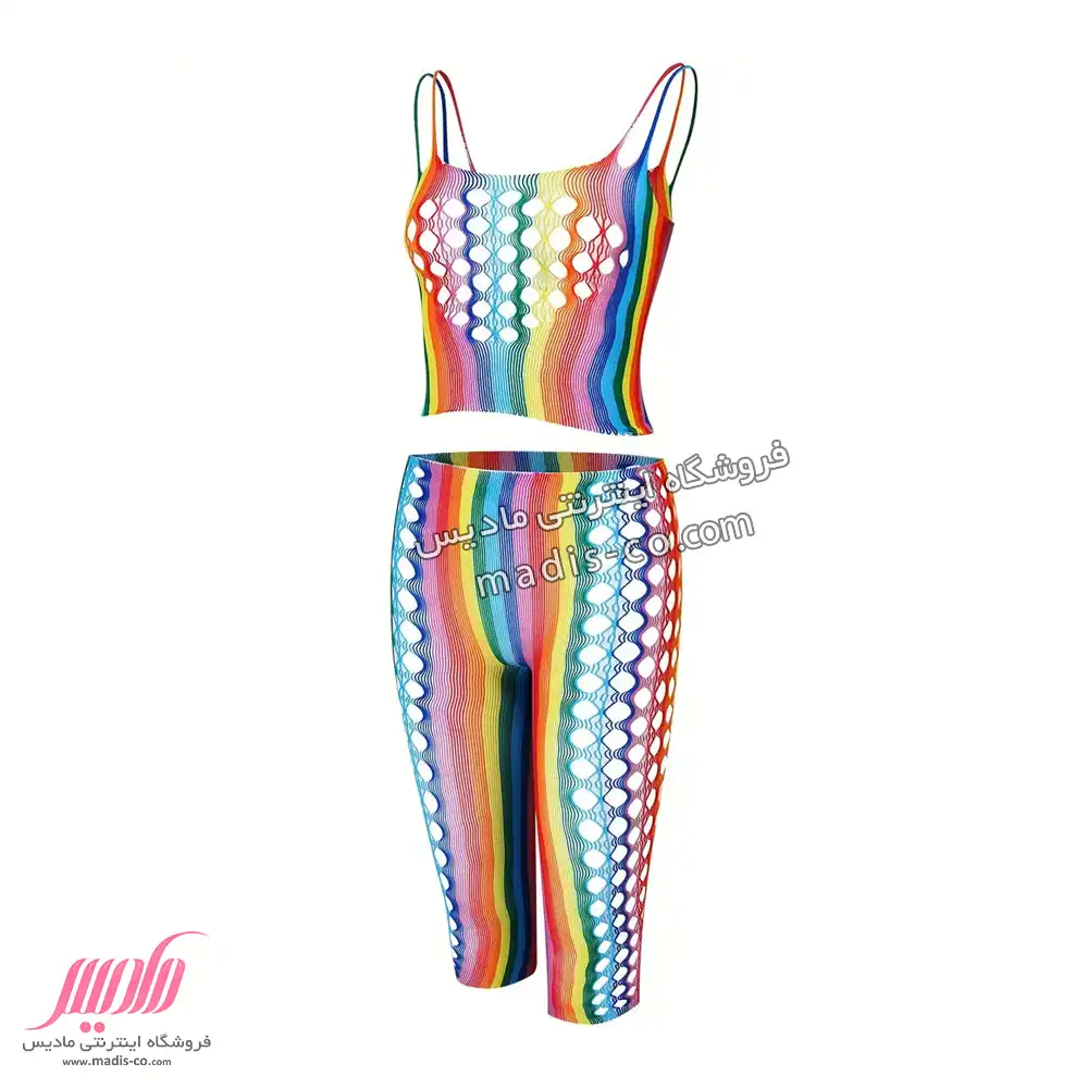 بادی زنانه رنگین کمانی ساق شلواری بادی زنانه رنگین کمانی ساق شلواری