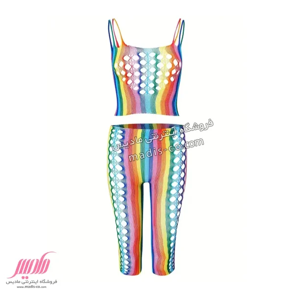 بادی زنانه رنگین کمانی ساق شلواری