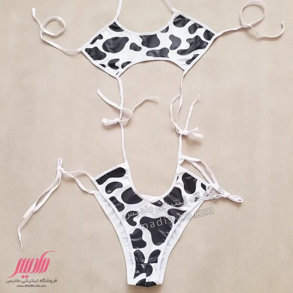 مونوکینی زنانه گره ای طرح پوست گاوی