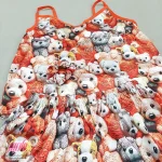 ست تاپ شورتک زنانه ساتن با کش مو طرح تدی