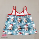 ست تاپ شورتک زنانه ساتن با کش مو طرح تدی