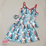 ست تاپ شورتک زنانه ساتن با کش مو طرح تدی