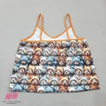 ست تاپ شورتک زنانه ساتن با کش مو طرح تدی