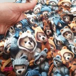 ست تاپ شورتک زنانه ساتن با کش مو طرح تدی