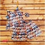 ست تاپ شورتک زنانه ساتن با کش مو طرح تدی