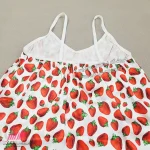 ست تاپ شورتک زنانه ساتن طرح توت فرنگی