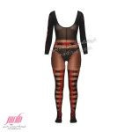 بادی زنانه مشکی قرمز آستین دار