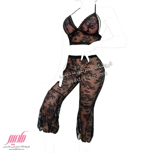 ست نیم تنه و شلوار کوتاه زنانه دانتل