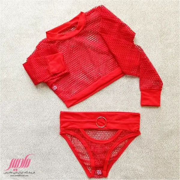 ست زنانه کراپ و شورت اسلیپ فیشنت