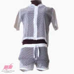 ست زنانه کراپ و شورت پادار فیشنت