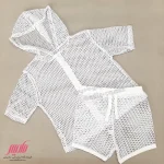 ست زنانه کراپ و شورت پادار فیشنت