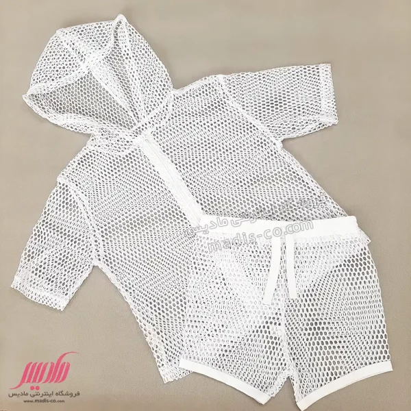 ست زنانه کراپ و شورت پادار فیشنت