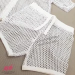 ست زنانه کراپ و شورت پادار فیشنت