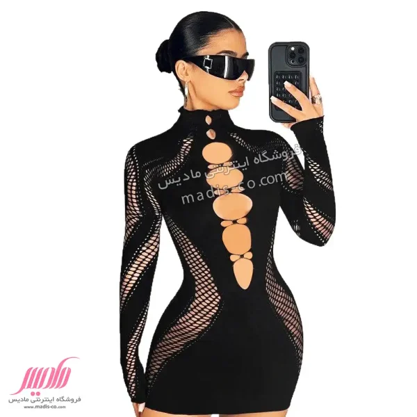 بادی زنانه یقه بلند آستین دار مجلسی اصل