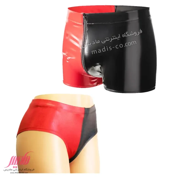 ست شورت زنانه و مردانه دیسکویی دو رنگ