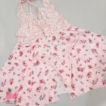 لباس خواب زنانه کوتاه جلوباز گلدار