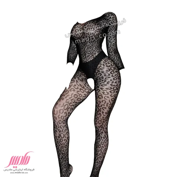 بادی استاکینگ زنانه آستین دار پلنگی