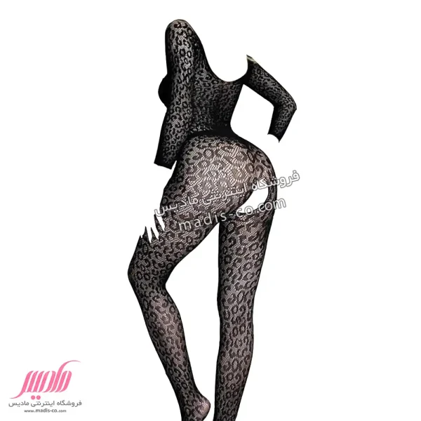 بادی استاکینگ زنانه آستین دار پلنگی